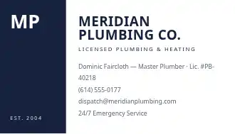 Meridian Plumbing Co. — Trades & Home Services business card template