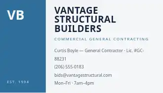 Vantage Structural Builders — Construction & Trades business card template