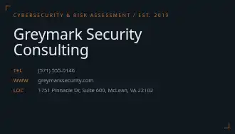 Greymark Security Consulting — Technology Consulting business card template