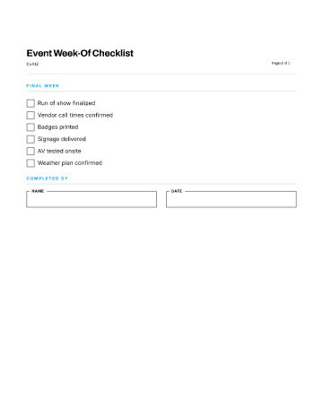 Event Week-Of Checklist — Events & Hospitality template