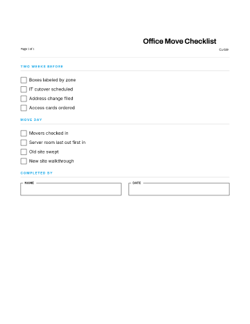 Office Move Checklist — Facilities & Maintenance template