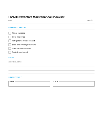 HVAC Preventive Maintenance Checklist — Facilities & Maintenance checklist template