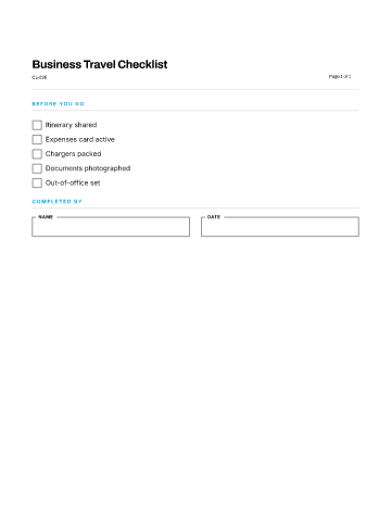 Business Travel Checklist — Travel & Logistics template