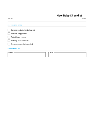 New Baby Checklist — Home & Personal template