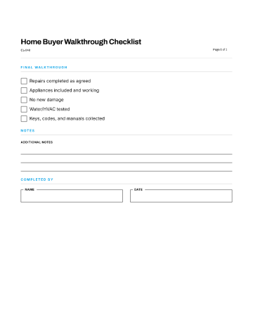 Home Buyer Walkthrough Checklist — Home & Personal template