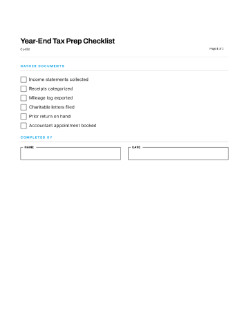 Year-End Tax Prep Checklist — Home & Personal checklist template