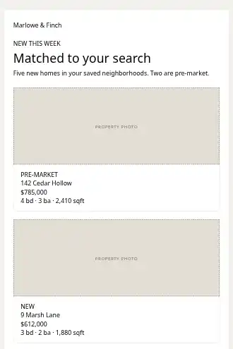 Marlowe & Finch — Listing Newsletter — Newsletters & Digests template