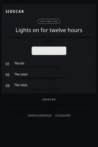 SIDECAR — Pop-up — Product Launches html5 email template