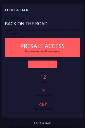 ECHO & OAK — Tour Dates — Win-back & Cart html5 email template