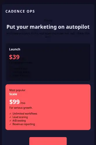 Cadence Ops — Pricing — Pricing html5 email template