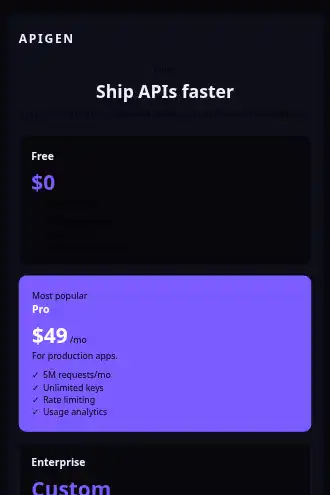 Apigen — Pricing — Pricing html5 email template