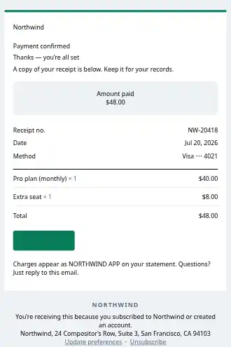 Northwind — Receipt — Transactional template
