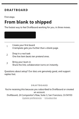Draftboard — Onboarding — Welcome & Onboarding html5 email template