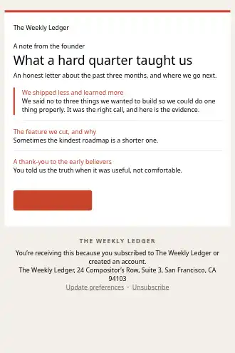The Weekly Ledger — Founder Note — Newsletters & Digests html5 email template