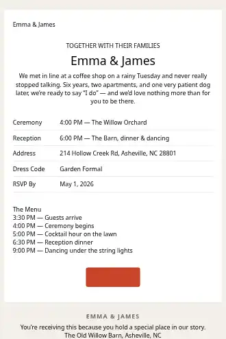 Emma & James — Wedding Invitation — Events & Invites html5 email template