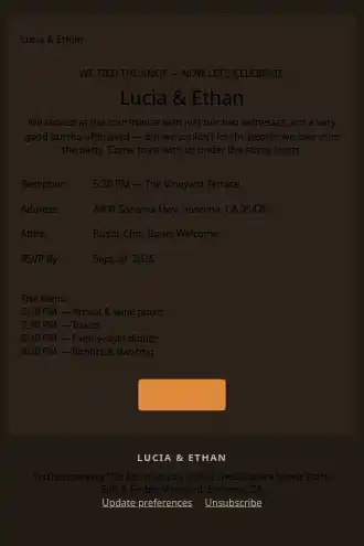 Lucia & Ethan — Wedding Reception — Events & Invites template