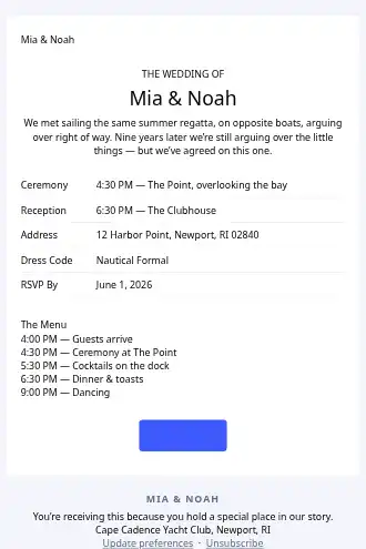 Mia & Noah — Wedding Invitation — Events & Invites html5 email template