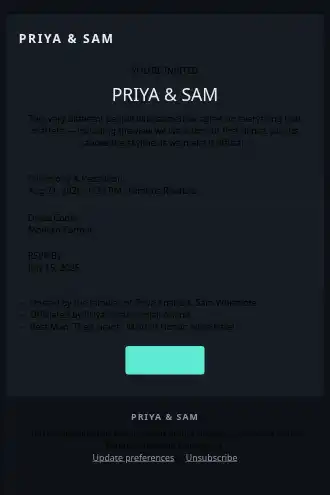 Priya & Sam — Wedding Invitation — Events & Invites html5 email template