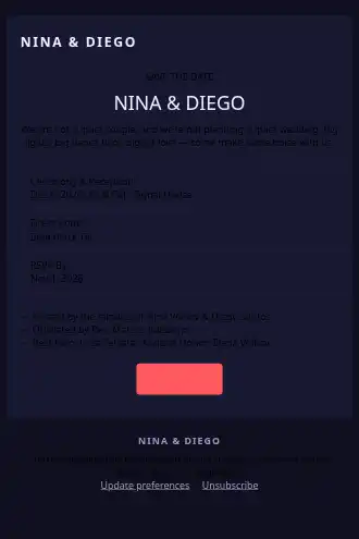 Nina & Diego — Wedding Invitation — Events & Invites html5 email template