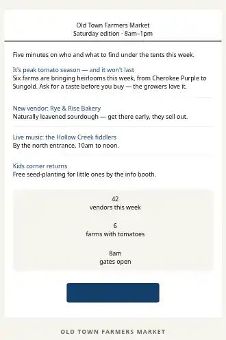 Old Town Farmers Market — Week Ahead — Newsletters & Digests html5 email template