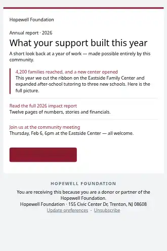 Hopewell Foundation — Year in Review — Newsletters & Digests html5 email template