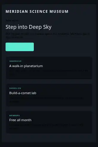 Meridian Science Museum — New Exhibit — Product Launches html5 email template