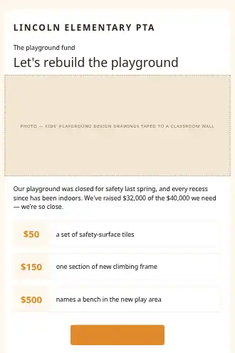 Lincoln Elementary PTA — Playground Fund — Fundraising template