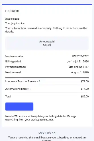 LOOPWORK — Transactional (Invoice) — Transactional html5 email template