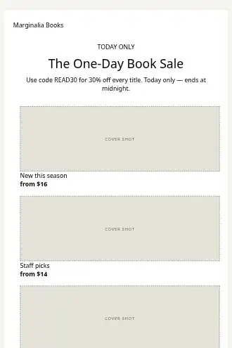 Marginalia Books — Books / Media promo — Promotions & Sales html5 email template