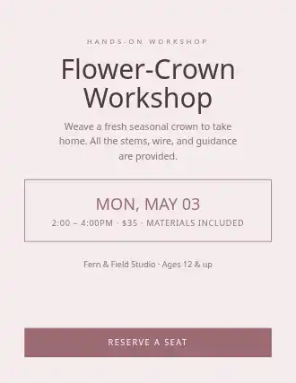Flower-Crown Workshop — Community & Events template