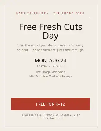 Free Fresh Cuts Day — Community & Events template