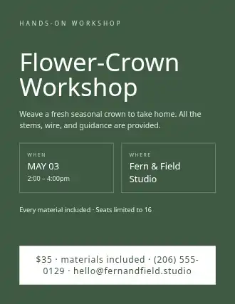 Flower-Crown Workshop — Community & Events template