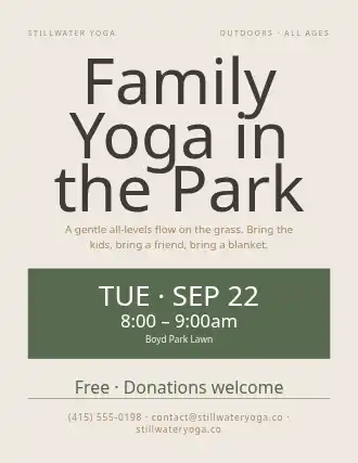 Family Yoga in the Park — Community & Events flyer template