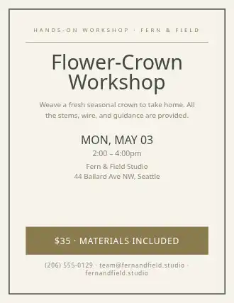 Flower-Crown Workshop — Community & Events flyer template