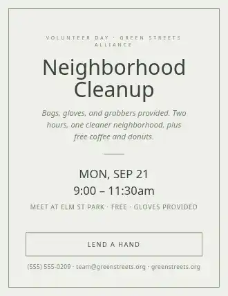 Neighborhood Cleanup — Community & Events flyer template
