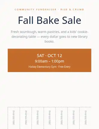 Fall Bake Sale — Community & Events flyer template