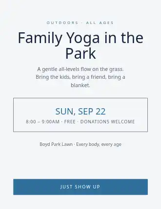 Family Yoga in the Park — Community & Events flyer template