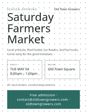 Saturday Farmers Market — Community & Events flyer template