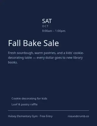 Fall Bake Sale — Community & Events flyer template