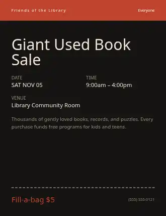 Giant Used Book Sale — Community & Events flyer template