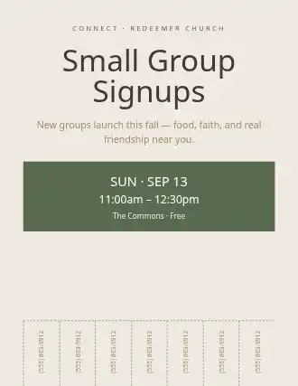Small Group Signups — Church Events flyer template