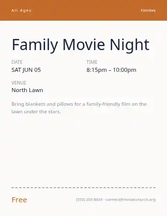 Family Movie Night — Church Events flyer template