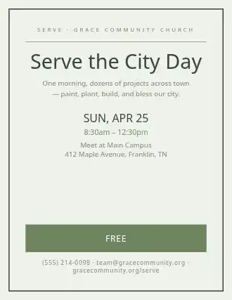 Serve the City Day — Church Events flyer template