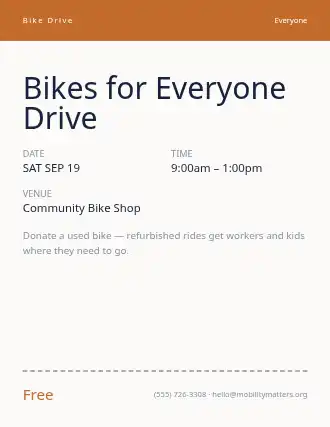 Bikes for Everyone Drive — Drives flyer template
