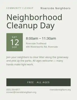 Neighborhood Cleanup Day — Outreach template