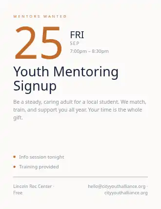 Youth Mentoring Signup — Outreach template