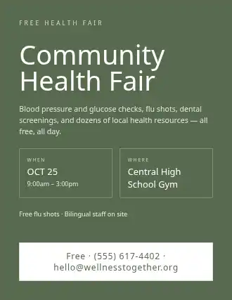Community Health Fair — Outreach flyer template