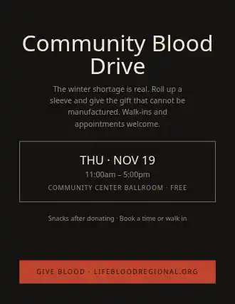 Community Blood Drive — Outreach flyer template