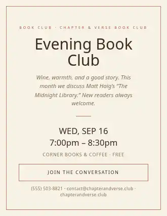 Evening Book Club — Studies template
