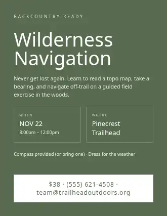 Wilderness Navigation — Skills flyer template